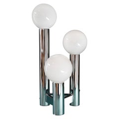 Lampe de table à trois colonnes en chrome par J.T. Kalmar, vers 1970