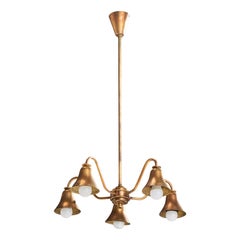 Vintage Danish Designer, Chandelier, Copper, Denmark, 1940s