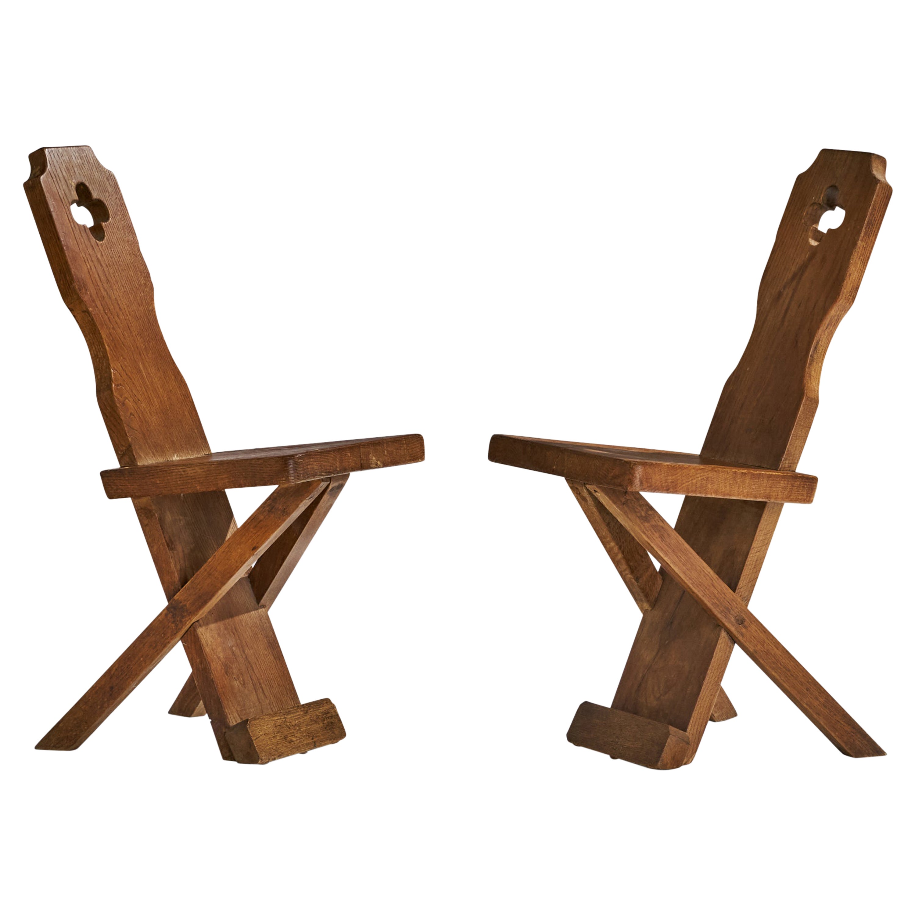 Danish Designer, Side Chairs, Oak, Denmark, 1920s