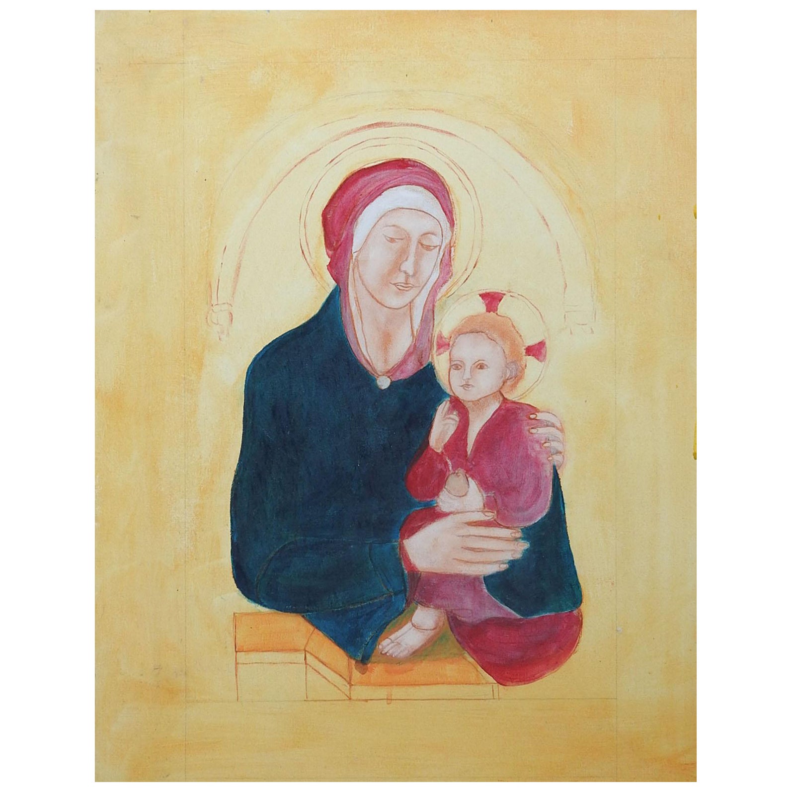 Madonna & Child Painting by Rebecca De Leon Almazan For Sale