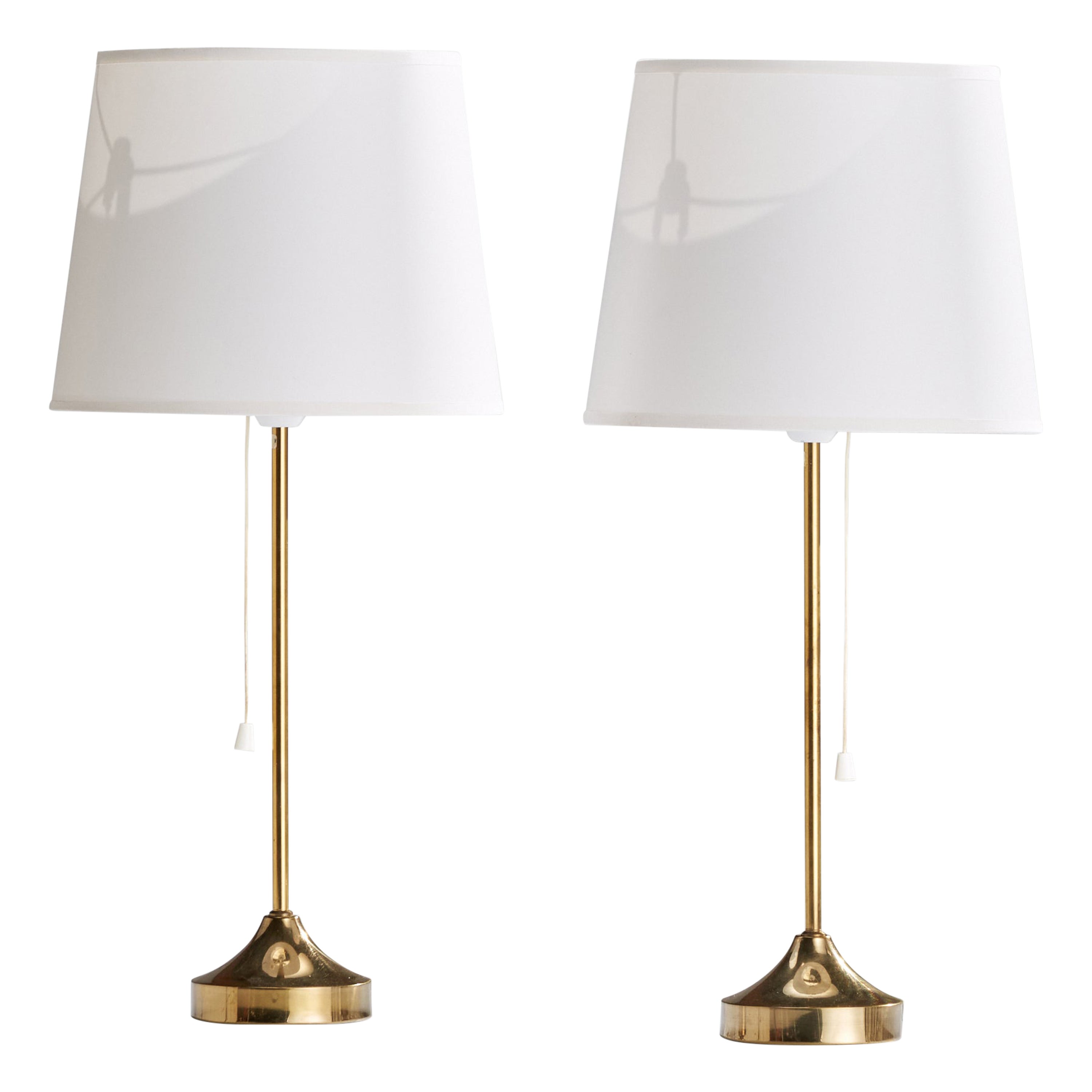 NAFA, Table Lamps, Brass, Sweden, 1950s For Sale