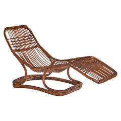 Vintage Tito Agnoli, Chaise Longue, Rattan, Bamboo, Italy, 1963