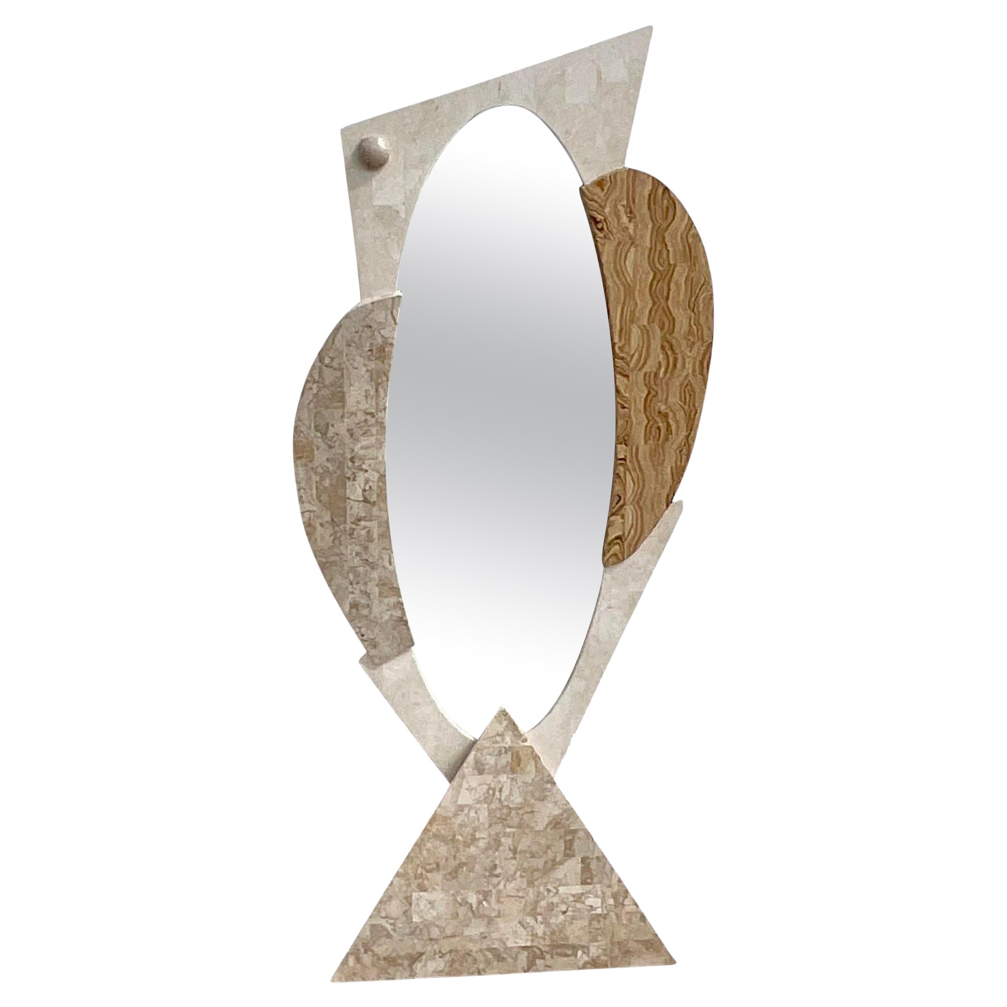 Vieux miroir de sol postmoderne en pierre tessellée en vente