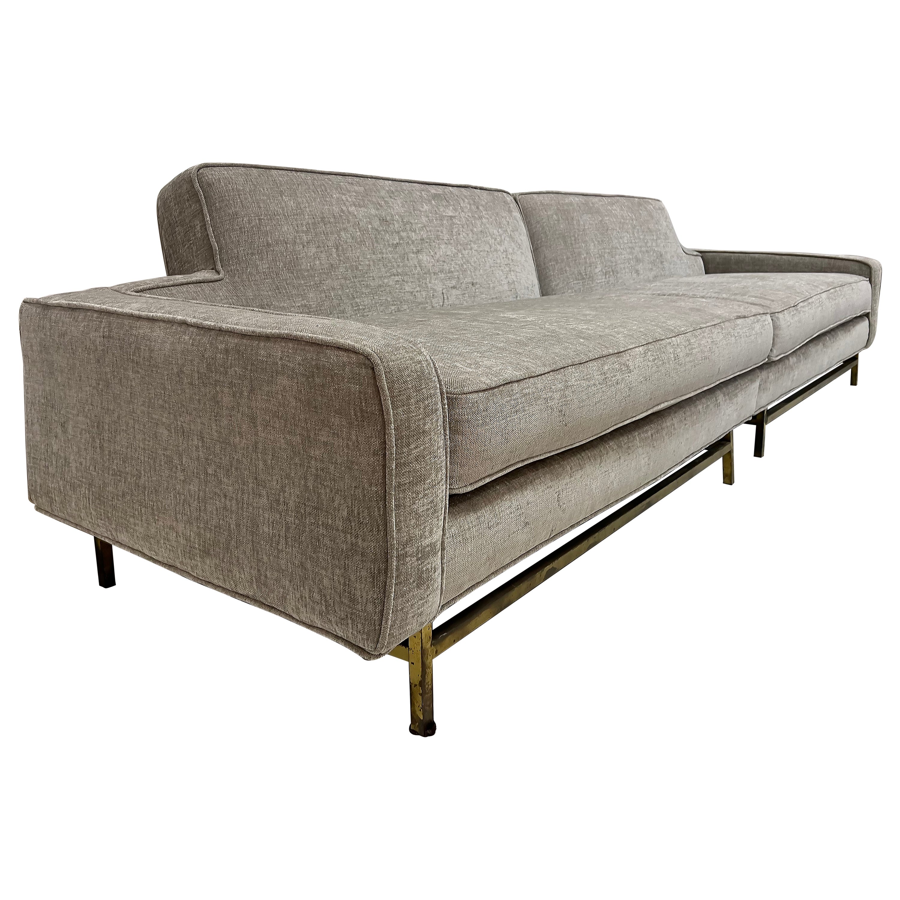  Harvey Probber Mid-century Modern Sofa Newly Upholstered, Brass Stretcher