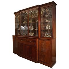 Large Early 19th Century Mahogany English Breakfront Secretary