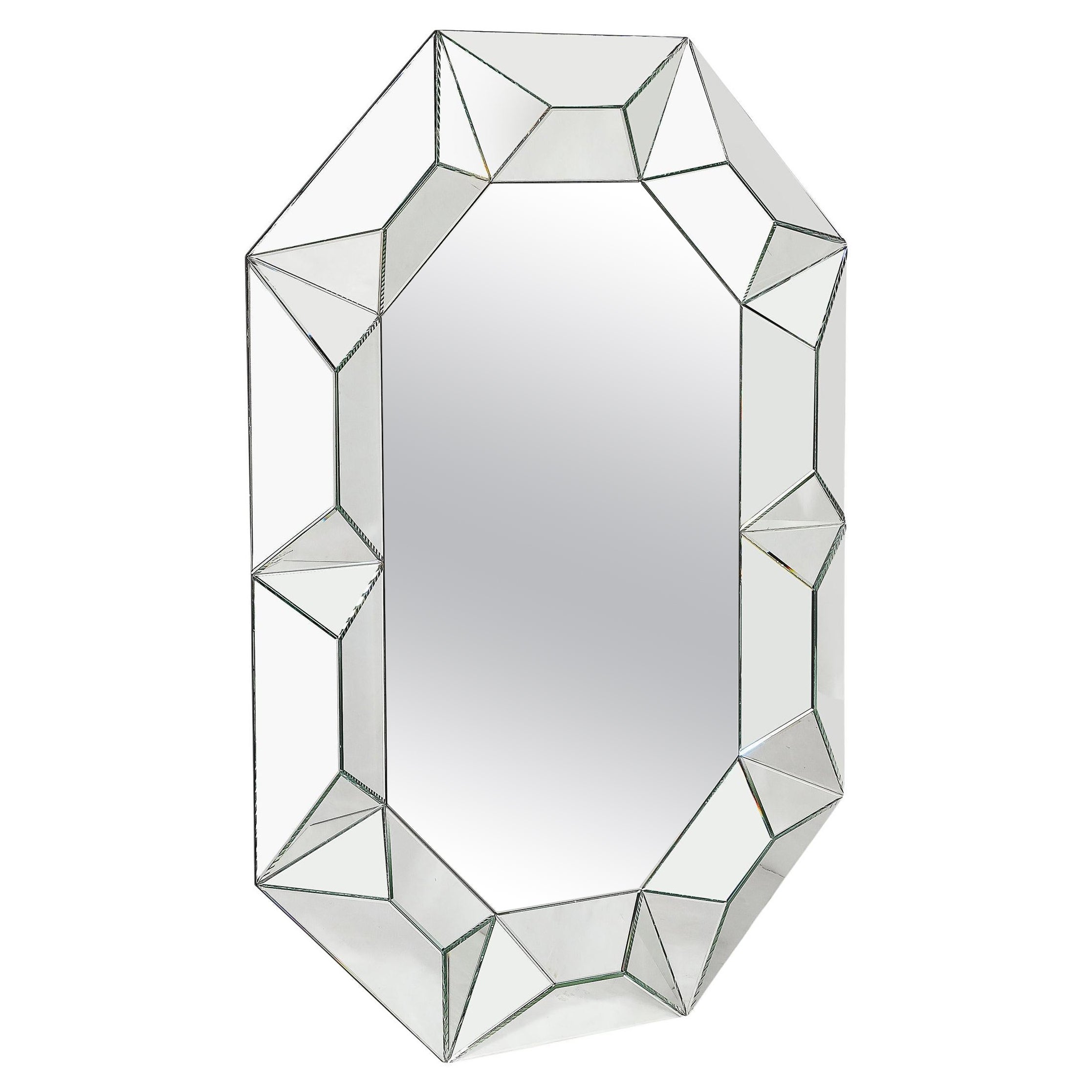 Mid-Century Modernist Tessellated Octagonal Shadowbox Mirror For Sale