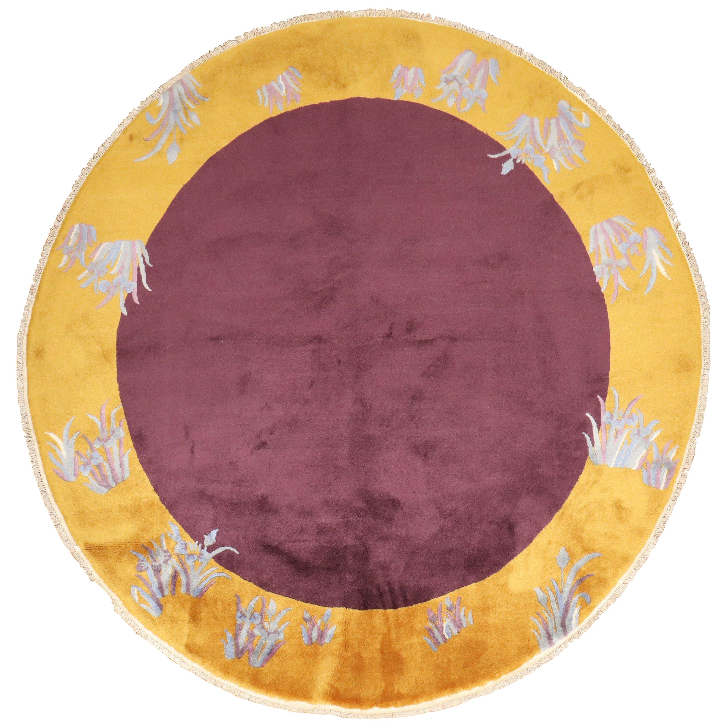 Tapis rond Art déco chinois de la collection Zabihi