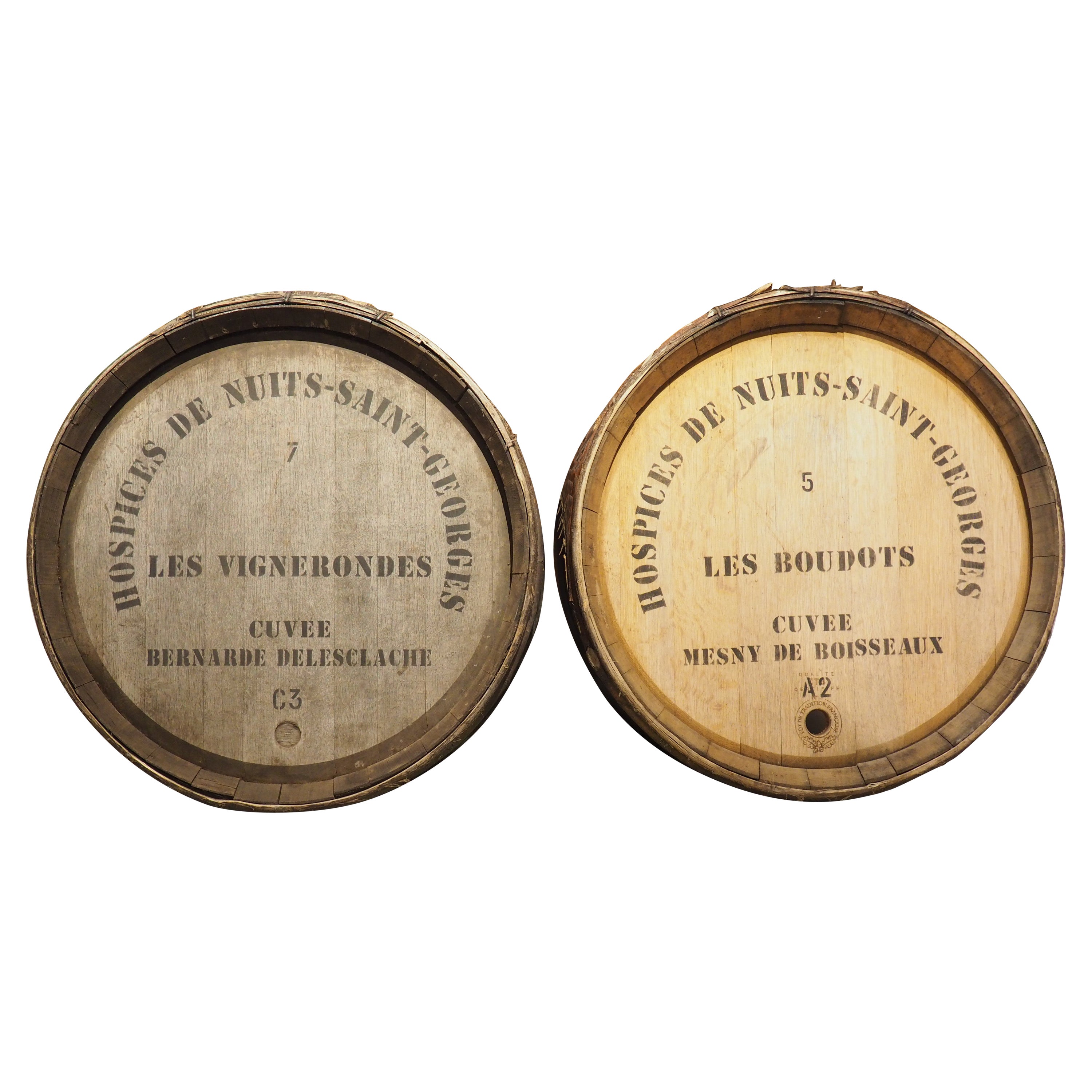 Pair of French Wine Barrel Facades, “Hospices de Nuits-Saint-Georges”, 1900s For Sale