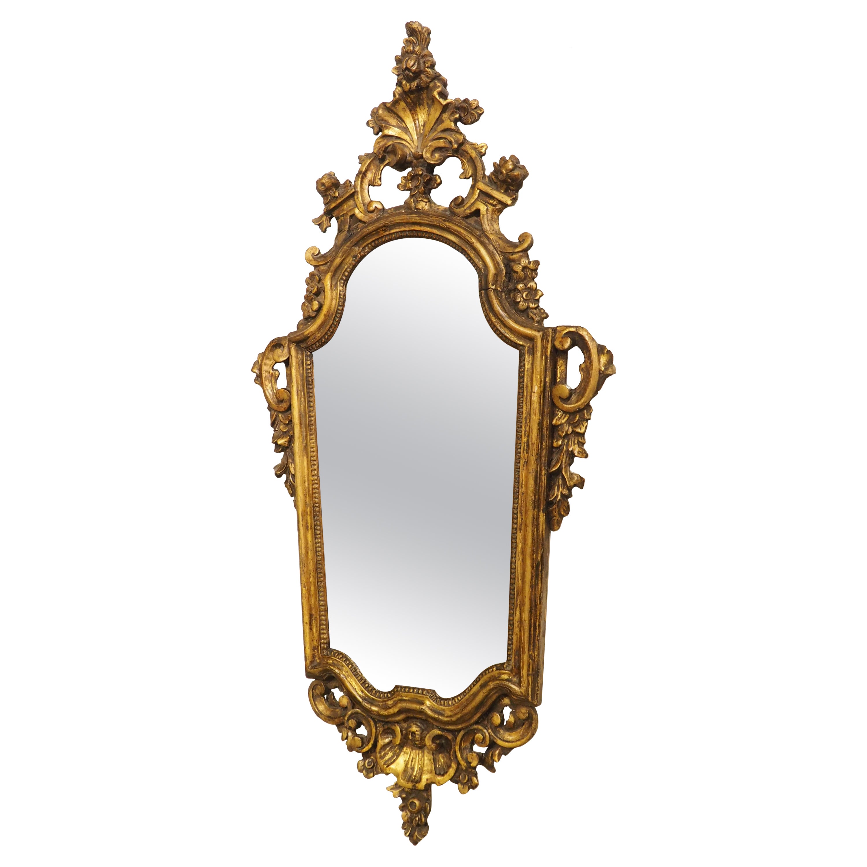 Antique Mirror italien en bois doré, Venise, 19ème siècle en vente