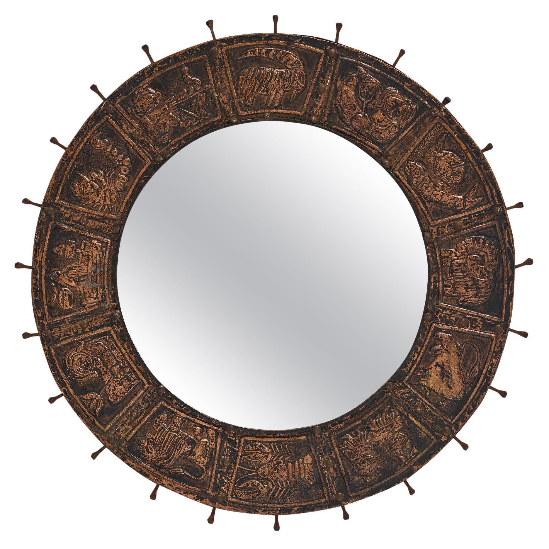 French Vintage Zodiac Mirror For Sale