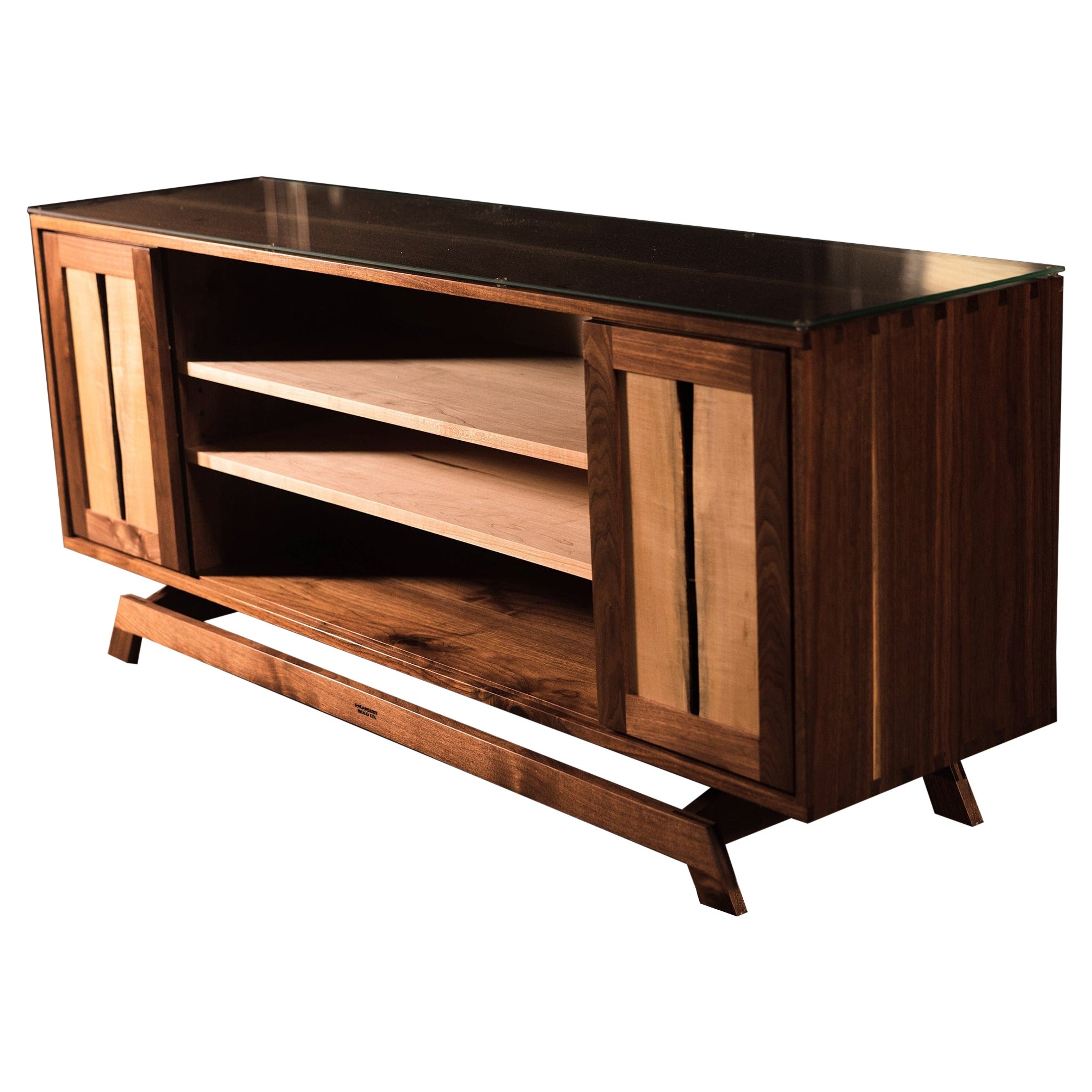 Heirloom Walnut & Maple Entertainment Console For Sale