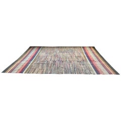 Monumental tapis Shaker Rag américain de la fin du 19e siècle (139" x 97")
