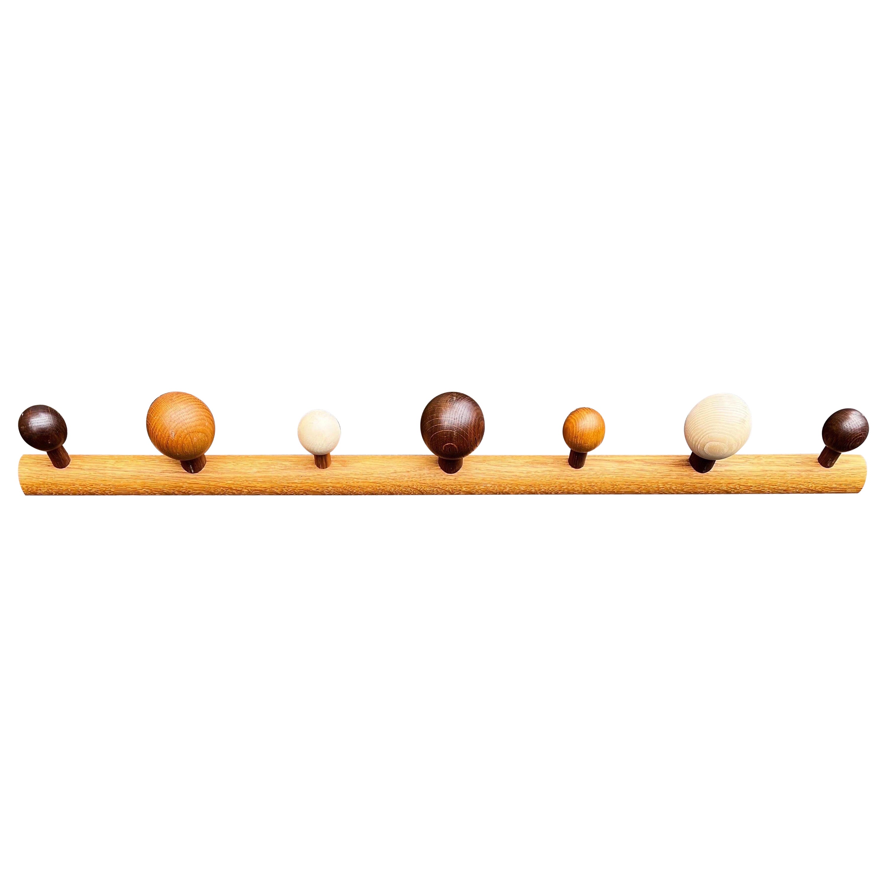Danish Mixed Wood Wall Coat Rack By Romers For Sale