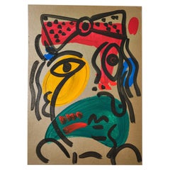 Pintura de Peter Keil, C 1970, Acrílico sobre tabla, Sin marco, Amarillo, Rojo, Alemania