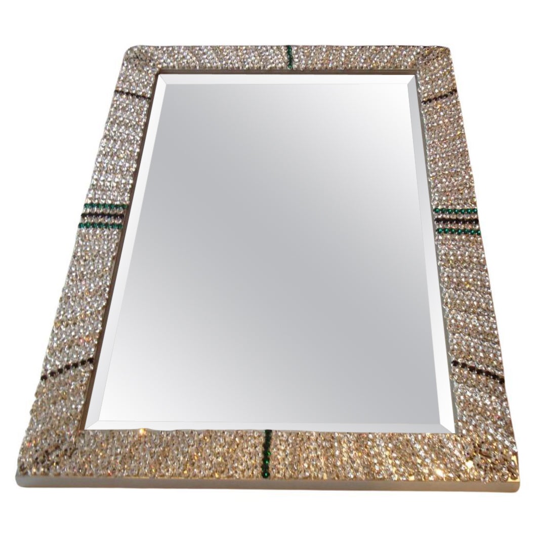 Rare et joli miroir panthère de succession avec éléments en cristal Swarovski