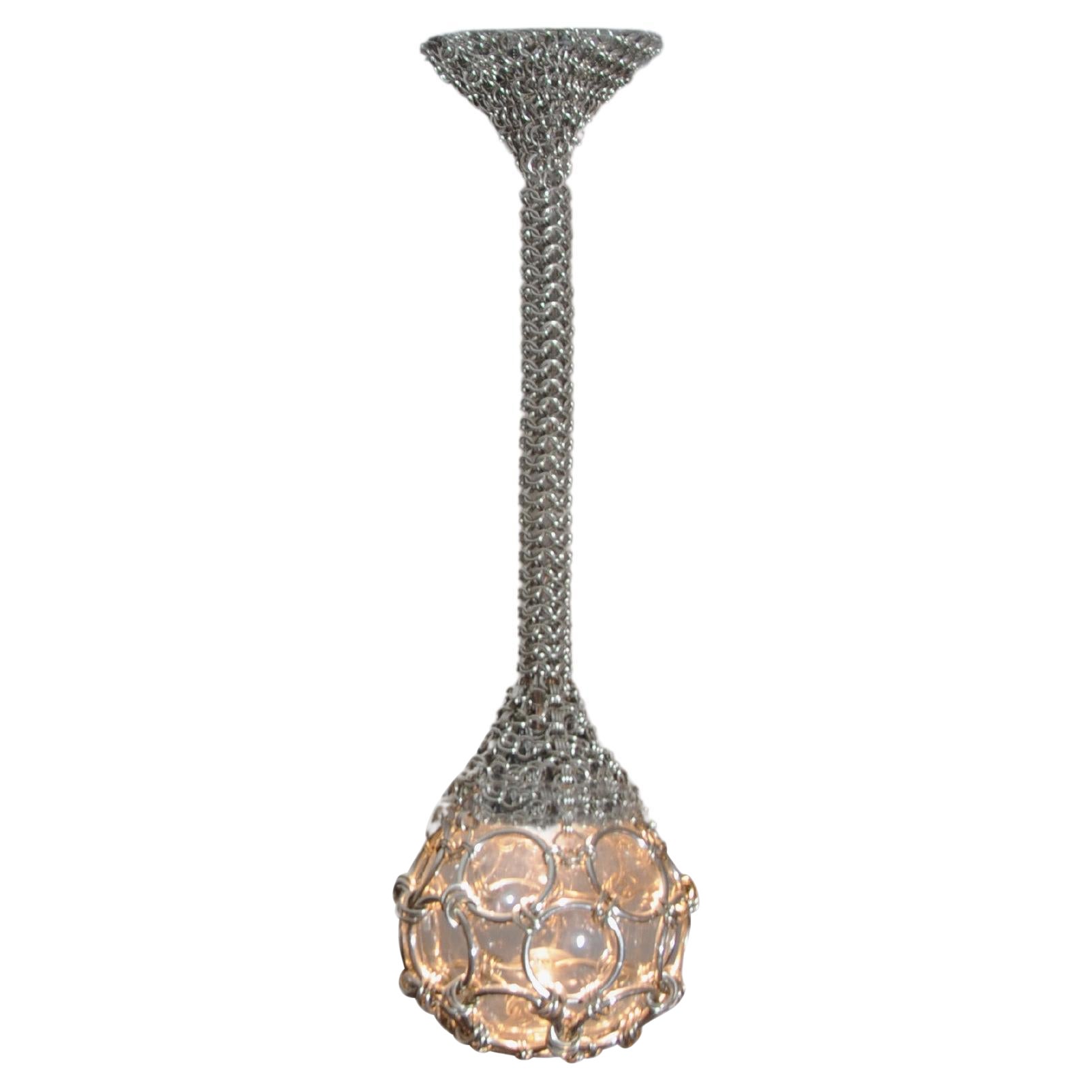 Single-Pendant Chainmail Droplet Sculptural Chandelier 80 cm