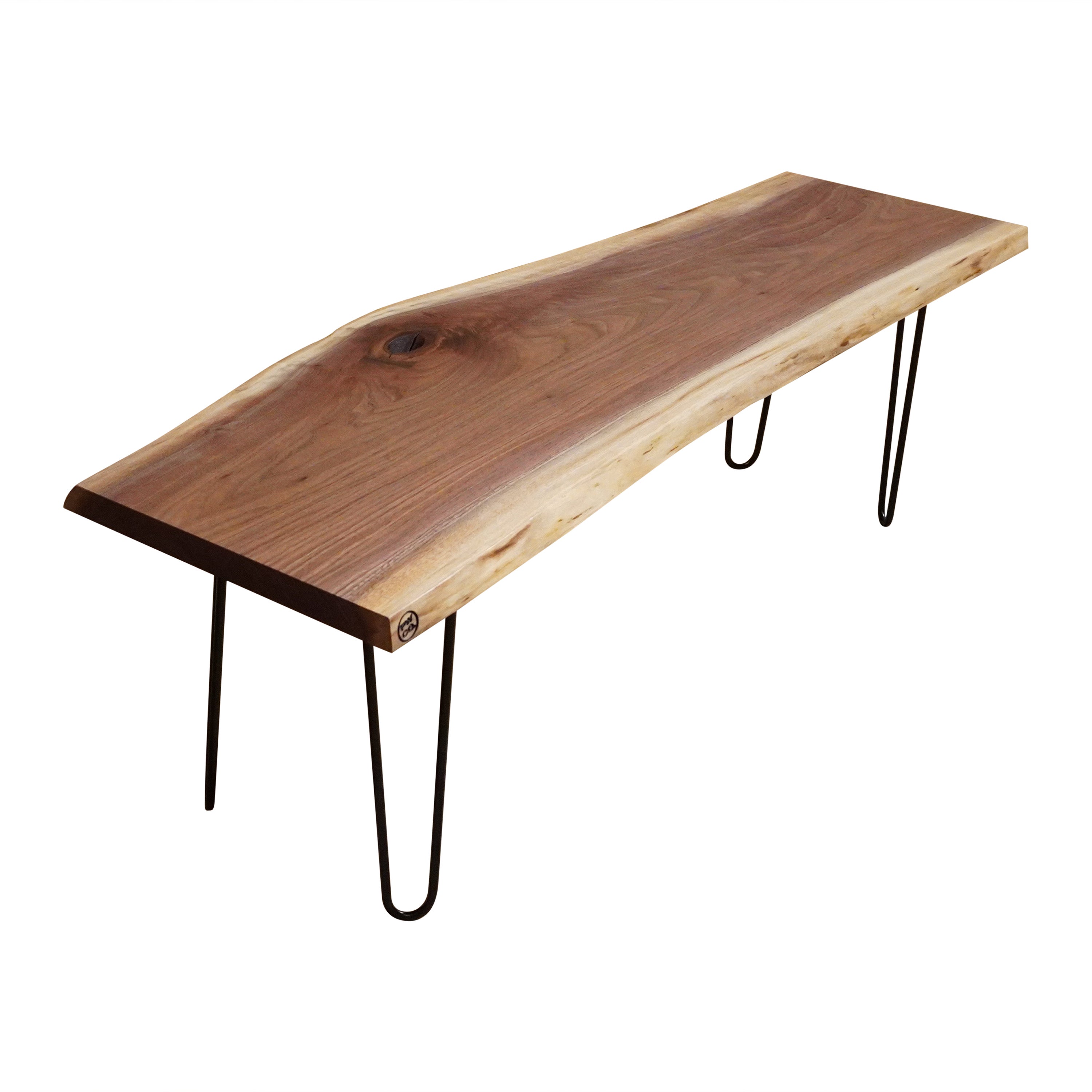 Silhouette Walnut Grove Bench with Hairpin Legs For Sale