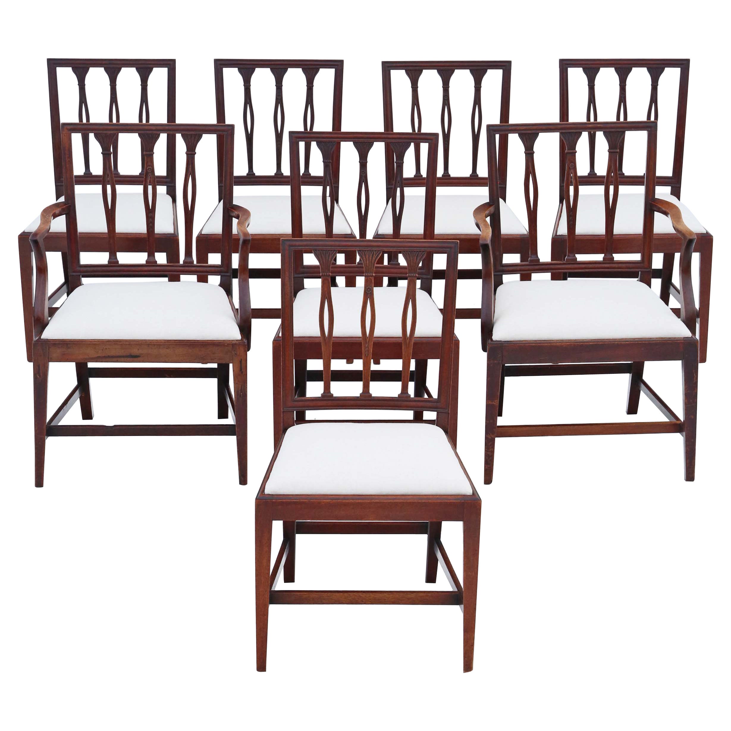 18th Century Mahogany Dining Chairs: Set of 8 (6 + 2), Antique Quality, C1820