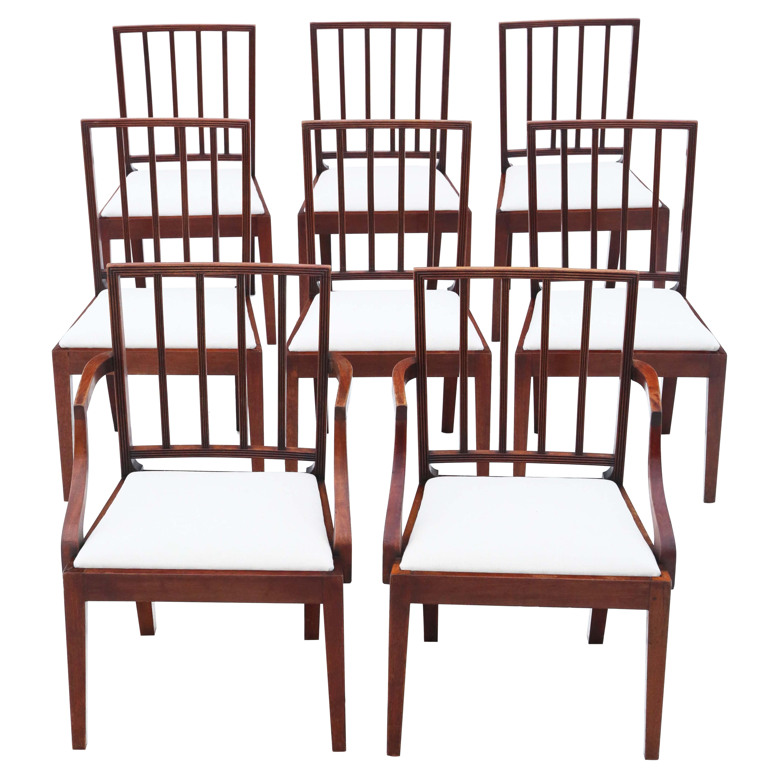 Esszimmerstühle aus Mahagoni: 8er-Set (6+2), antike Qualität, um 1820
