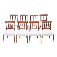 Early 19th Century Mahogany Marquetry Dining Chairs: Set of 8, Antique Quality