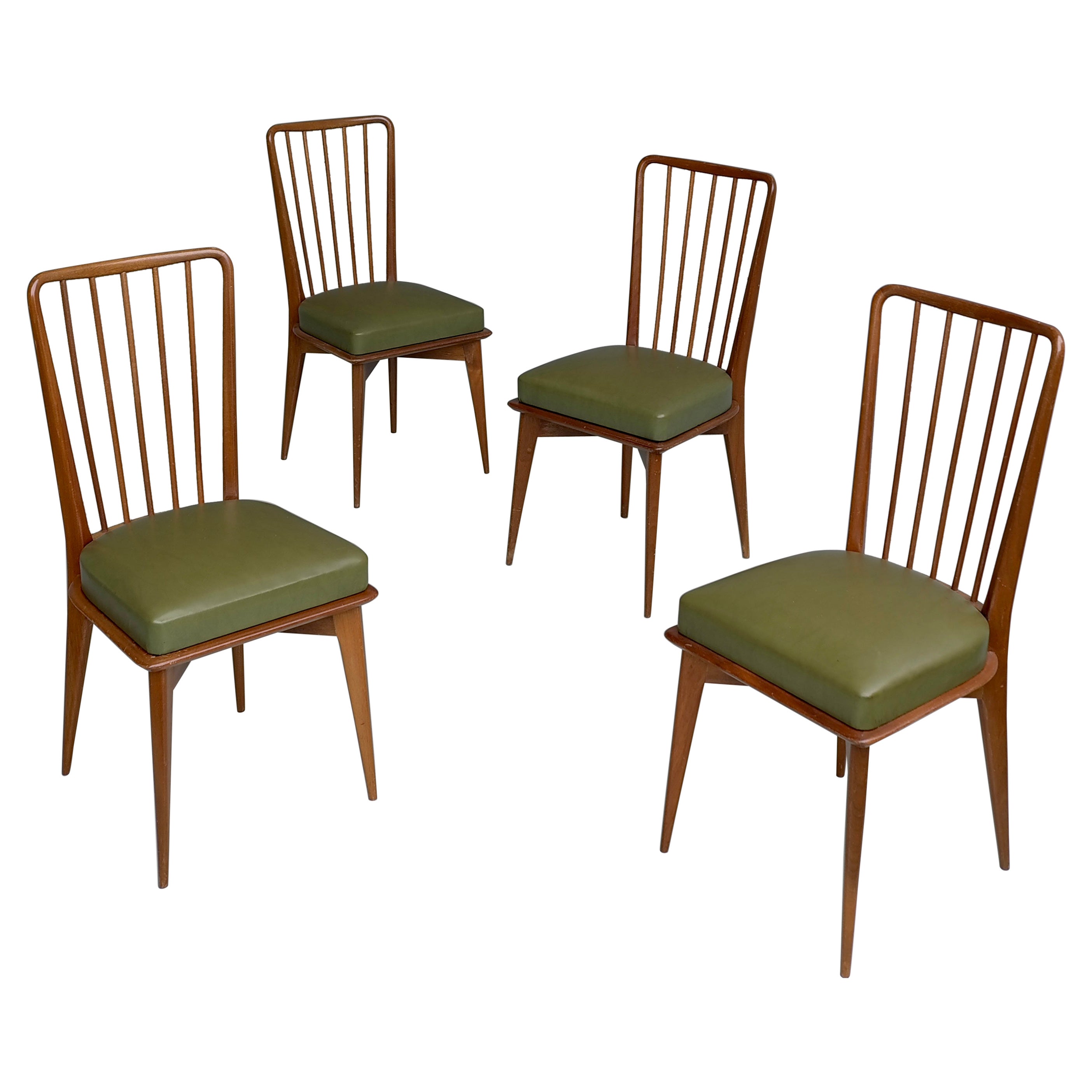 Four Chairs by Charles Ramos in Wood , Édition Castellaneta, France 1960 For Sale