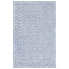 Contemporary Geometric High-Low Knotted Wool Silk Rug by Doris Leslie Blau