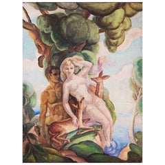 "Nudes by the Sea, " Superb, Classic Art Deco Painting by George Lepape
