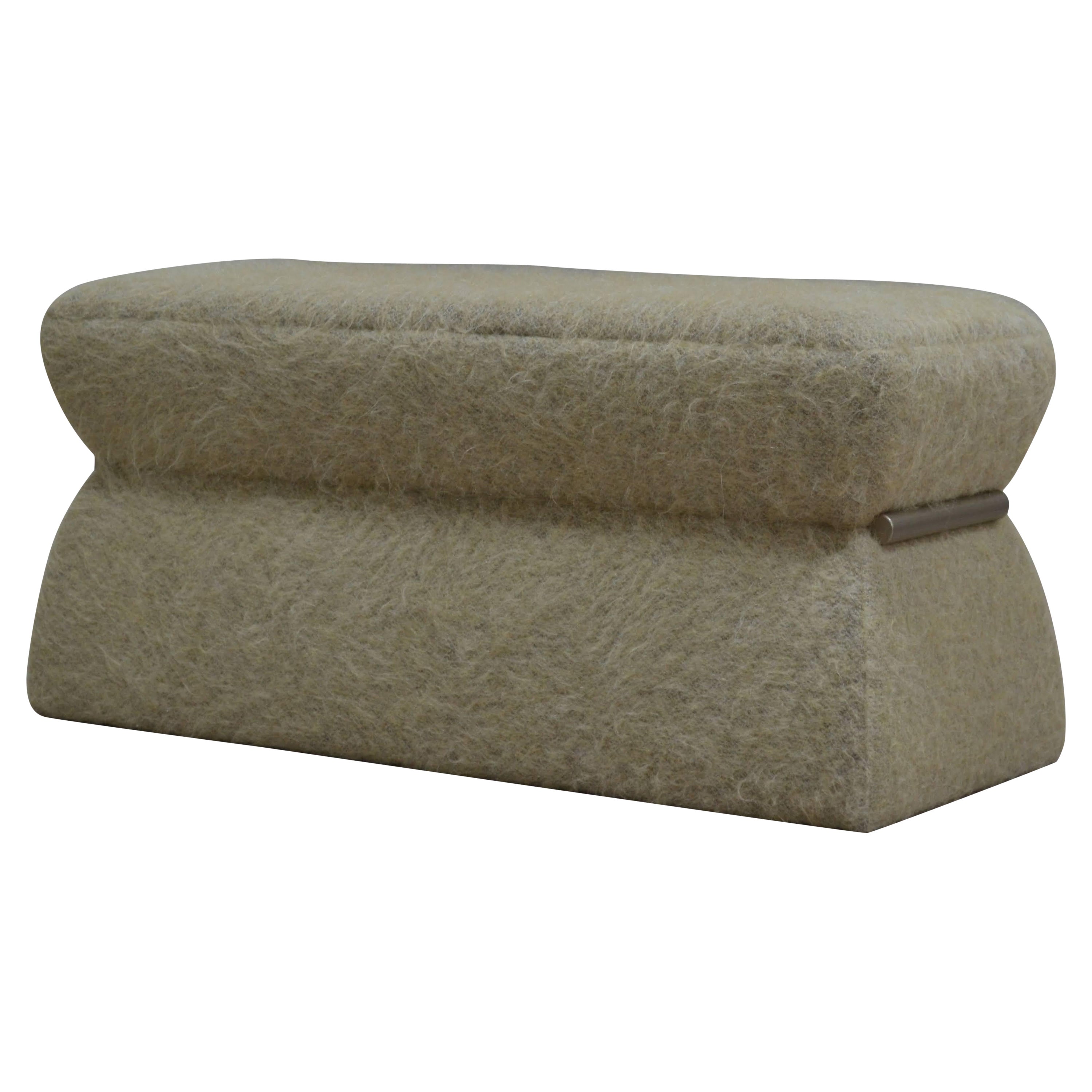 'Cusi' Bench in Pierre Frey Quinoa Mohair For Sale