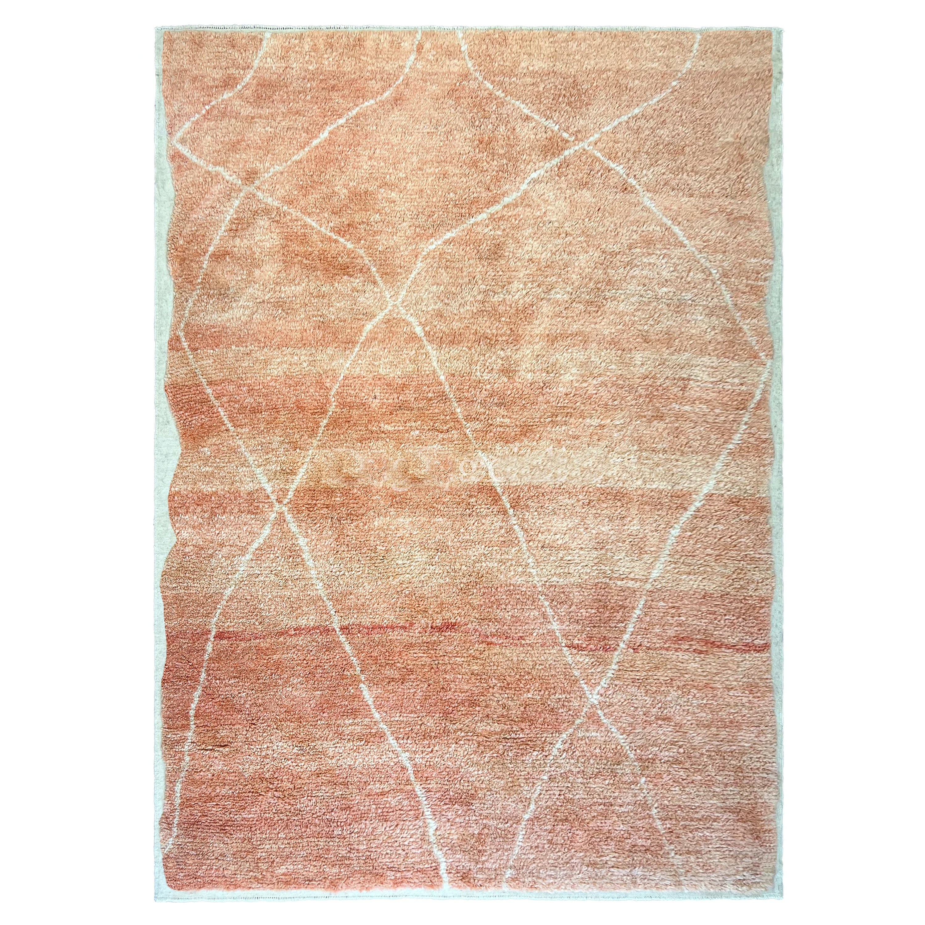 8x10 Ft Contemporary Hand Knotted Moroccan Tulu Rug in Soft Rose Pink, 100% Wool For Sale