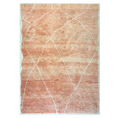 8x10 Ft Contemporary Hand Knotted Moroccan Tulu Rug in Soft Rose Pink, 100% Wool