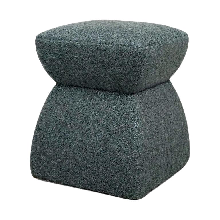 ‘Cusi’ Pouf in Giboulee Mohair For Sale