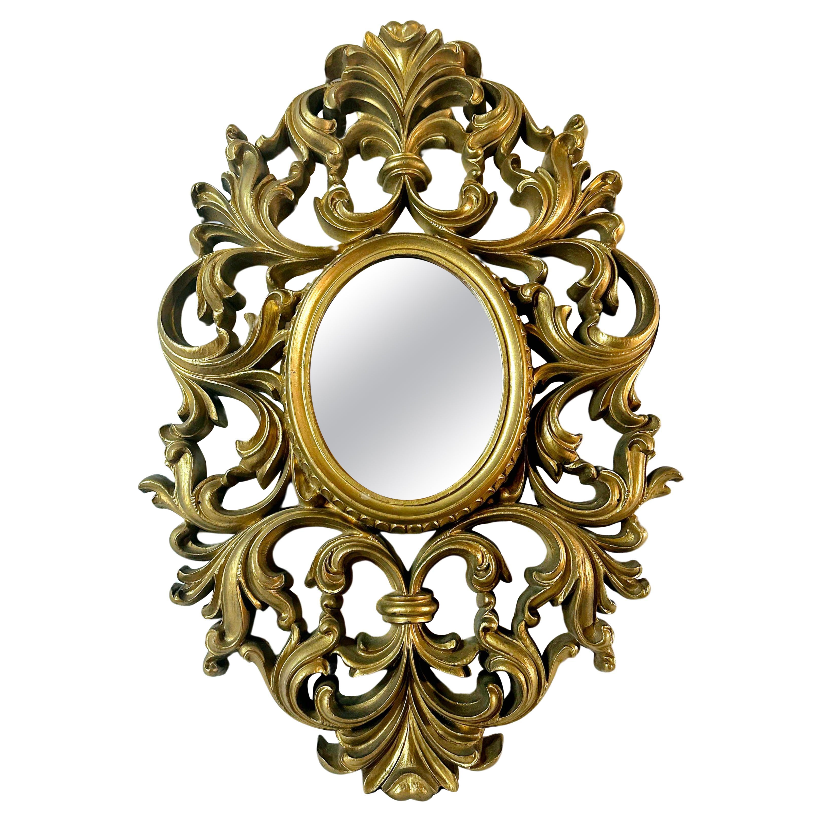Mid Century Rococo Style Mirror 31" For Sale