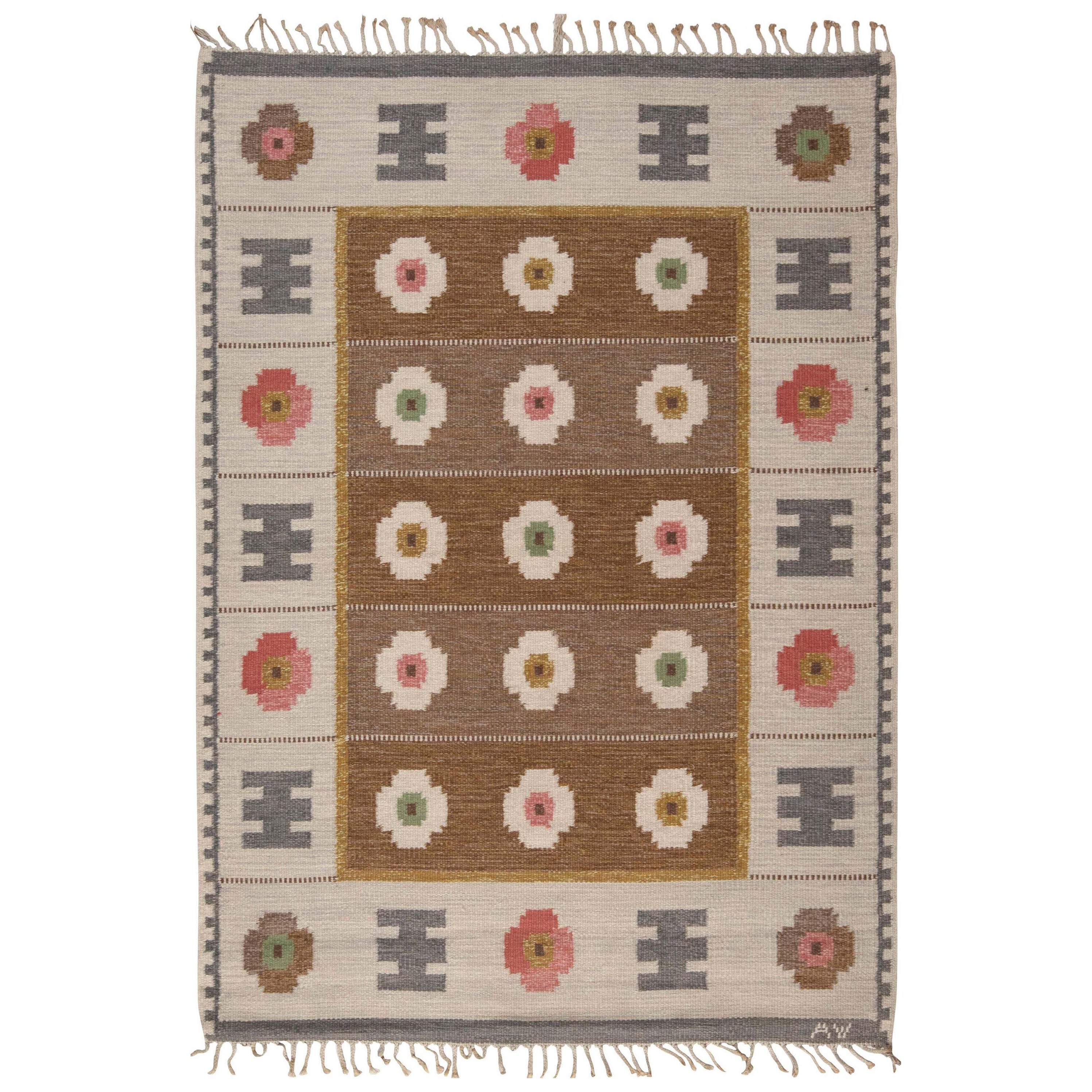 Midcentury Swedish Rug by Alice Wallebäck (AW) For Sale
