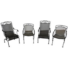 Set of 4 Retro Outdoor Iron Salterini Style Dining Chairs