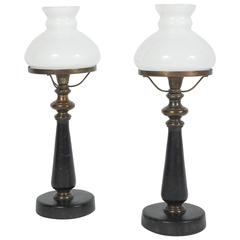  Vintage French Leather Covered Bronze Lamps from the Estate of Bunny Mellon