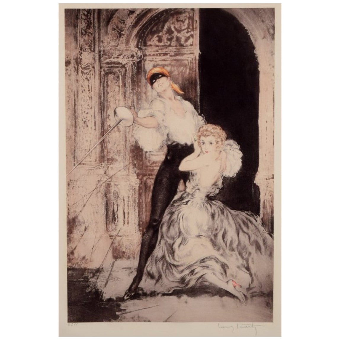 Louis Icart. Litografía en color sobre papel. Don Juan. 1920s.