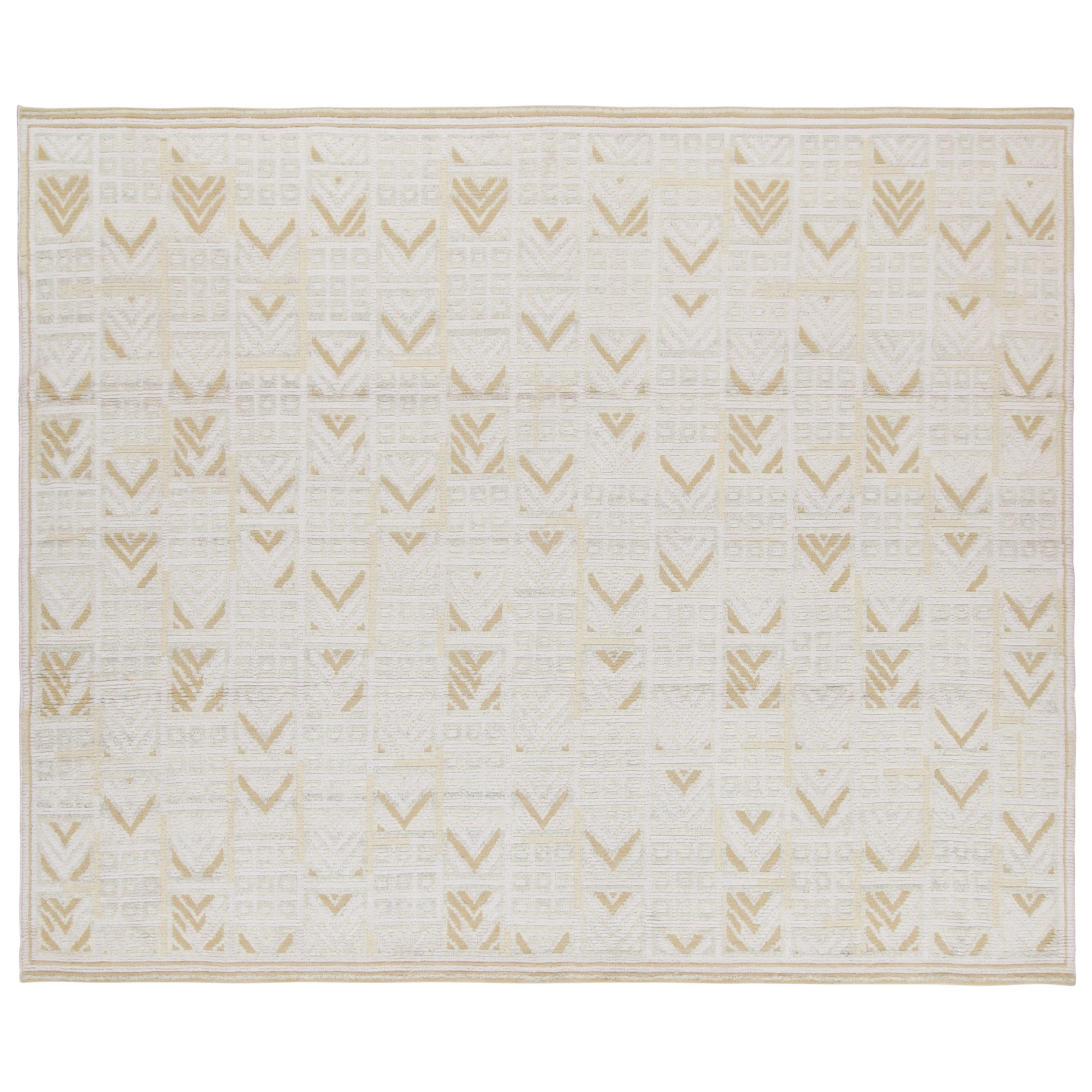 Tapis de style scandinave à motifs géométriques en blanc de Rug & Kilim 