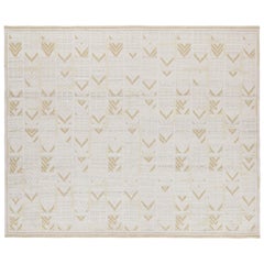 Rug & Kilim's Teppich im skandinavischen Stil in Weiß mit geometrischen Mustern 