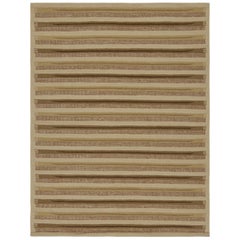 Rug & Kilim’s Scandinavian Style Rug with Chartreuse and Beige-Brown Stripes