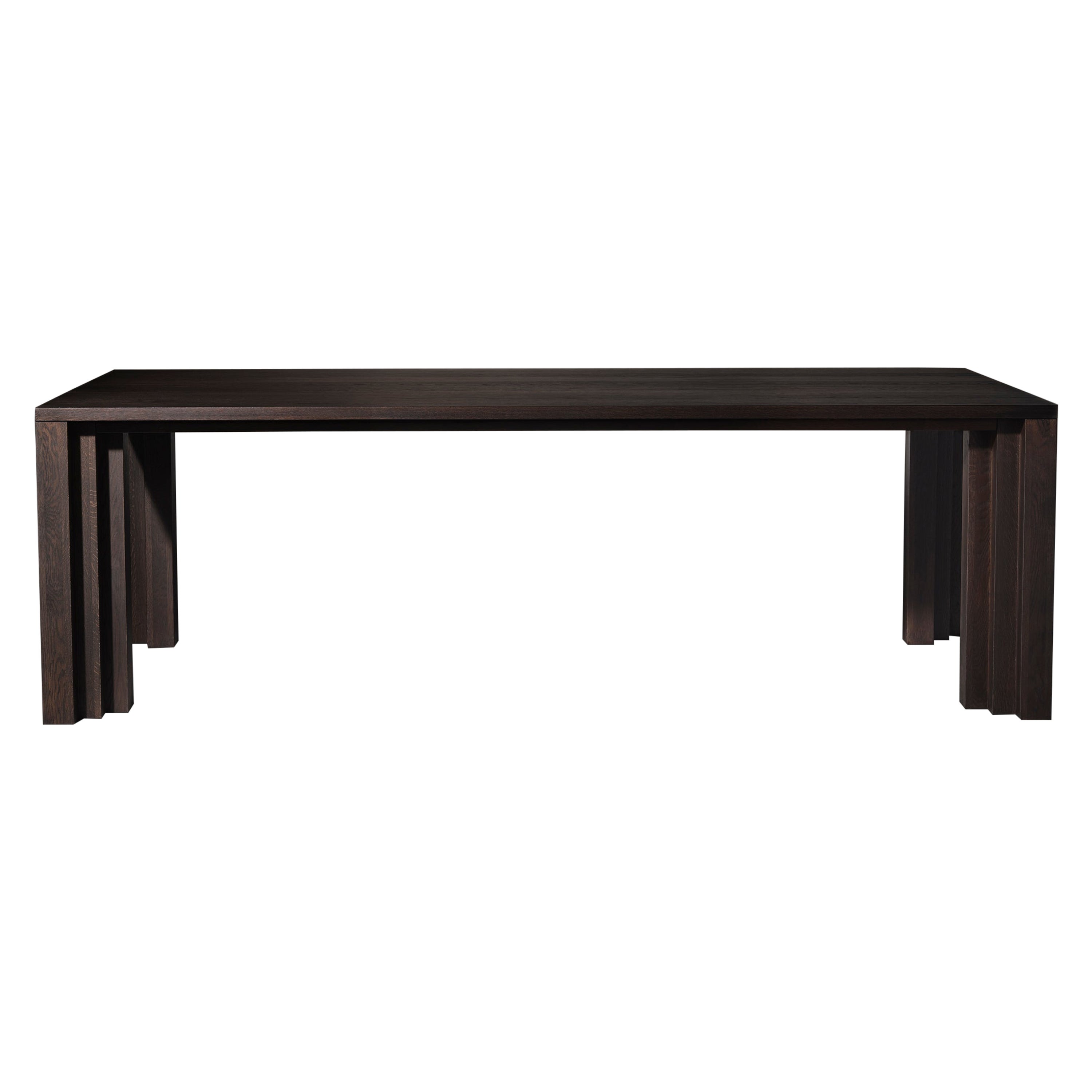 Modern Brutalist Solid Wooden Cadence Dining Table - Dark Brown