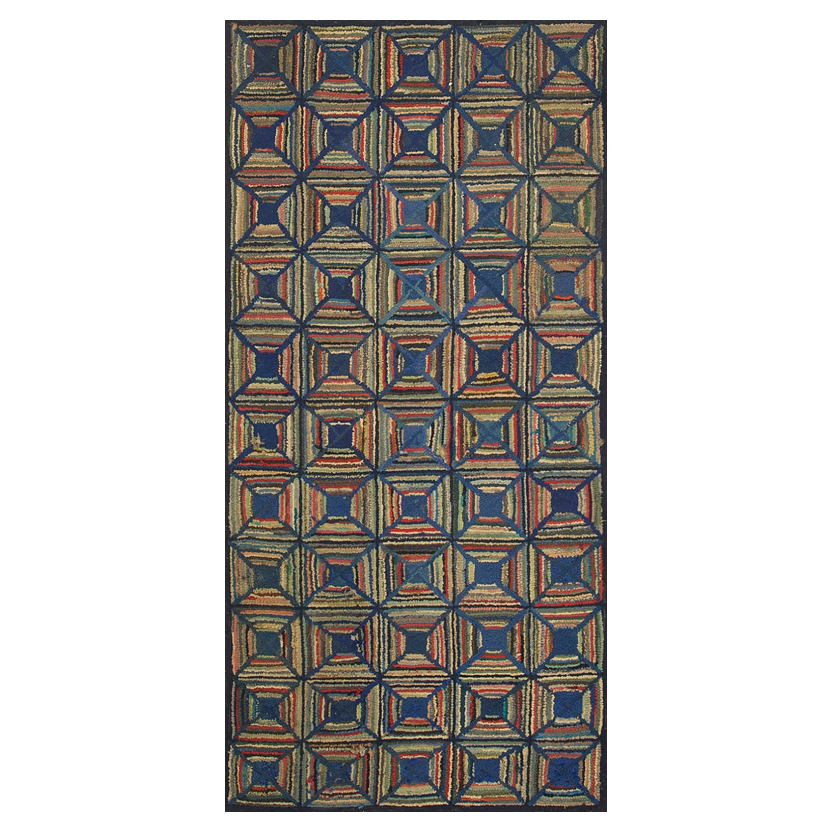 Early 20th Century American Hooked Rug 3' 2" x 6' 6" For Sale