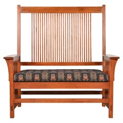Retro Stickley Mission Oak Arts & Crafts Spindle Bench or Settee