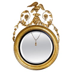Antique Regency Giltwood Convex Mirror