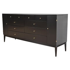 Vintage Paul McCobb Planner Group Black Lacquered 20-Drawer Dresser, Newly Refinished