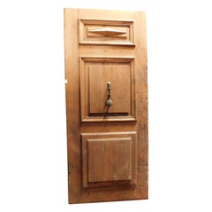 Used Entrance door, main door in carved walnut, with original ironwork, Italy