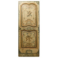 Antique Lacquered and richly painted wooden door, double-sided, Tuscany