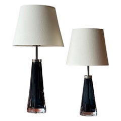 Retro A Pair of Glass Table Lamps, Carl Fagerlund, Orrefors Sweden, 1960s