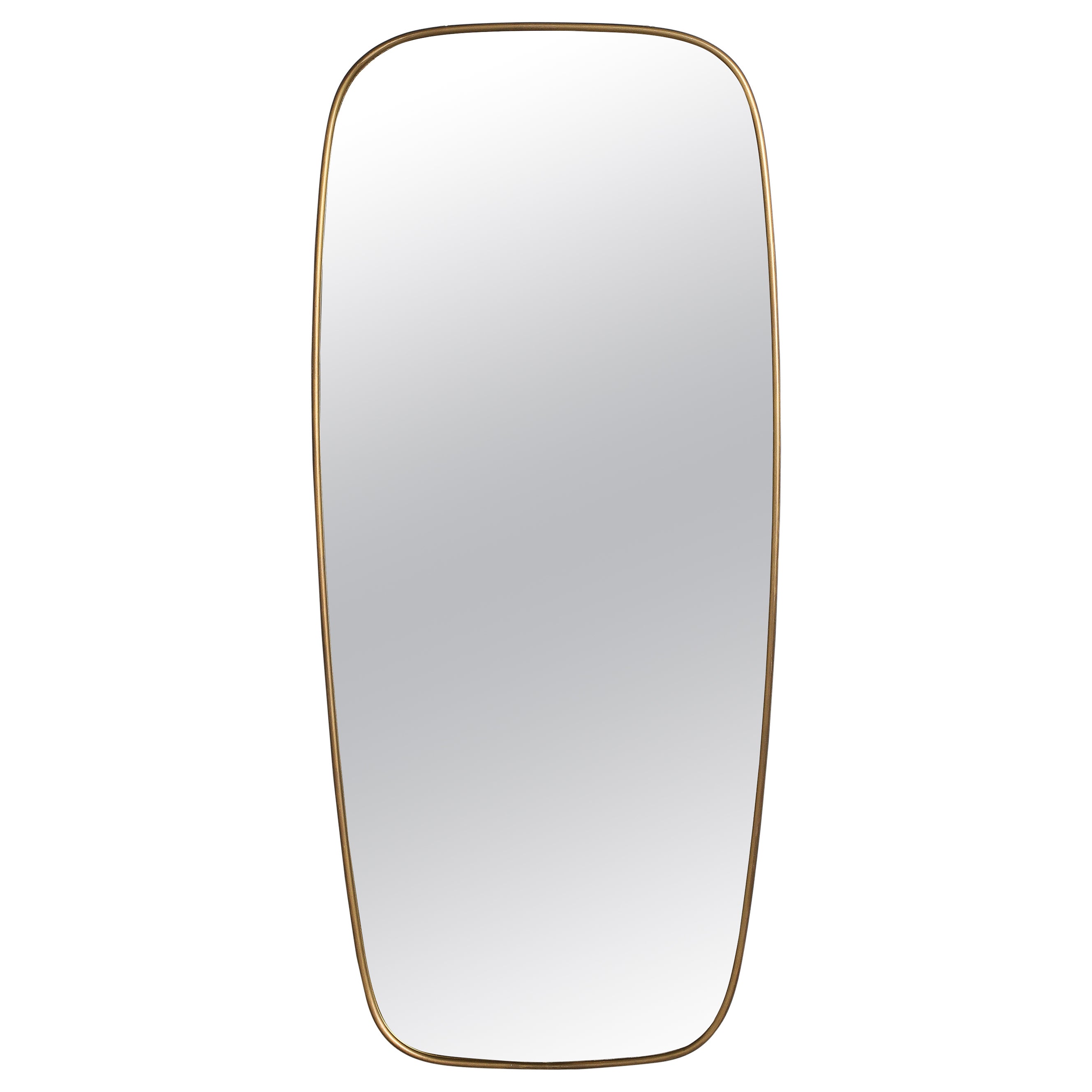 Italian Modernist Brass Framed Wall Mirror, circa 1950  For Sale