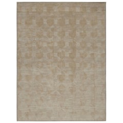 Rug & Kilim's Cubist Art Deco Style Rug in Beige-Brown Geometric Patterns (tapis de style art déco cubiste à motifs géométriques beige et marron)