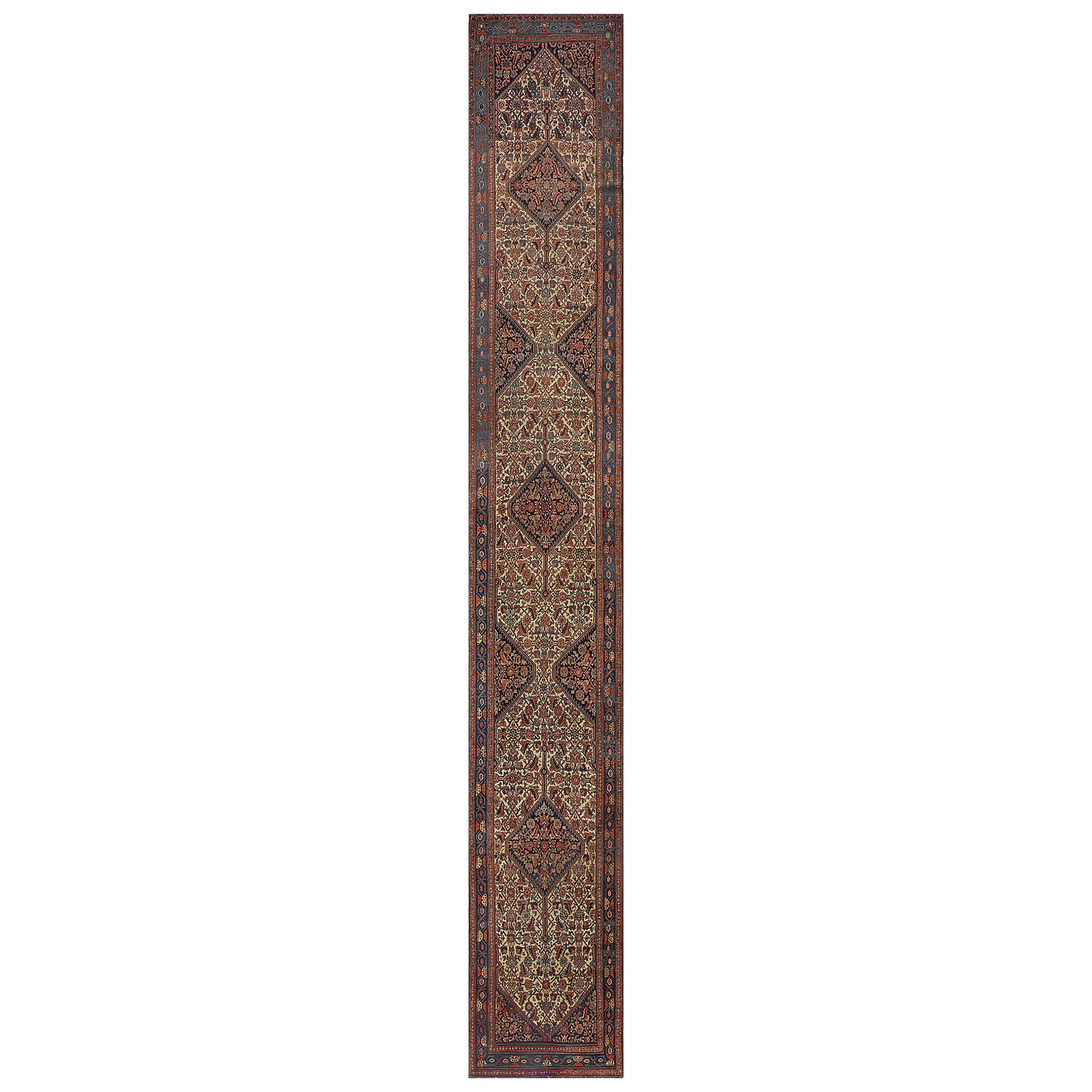 Authentic Antique Circa-1900 Handwoven Wool Persian Serab Runner For Sale